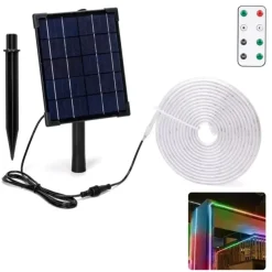 Solcelle LED strip | 5m | RGB | 500m | 30W | Separat solpanel | 2m kabel | Sort