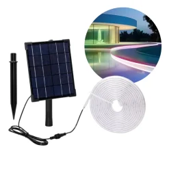 Solcelle LED strip | 5m | RGB | 500m | 30W | Separat solpanel | 2m kabel | Sort
