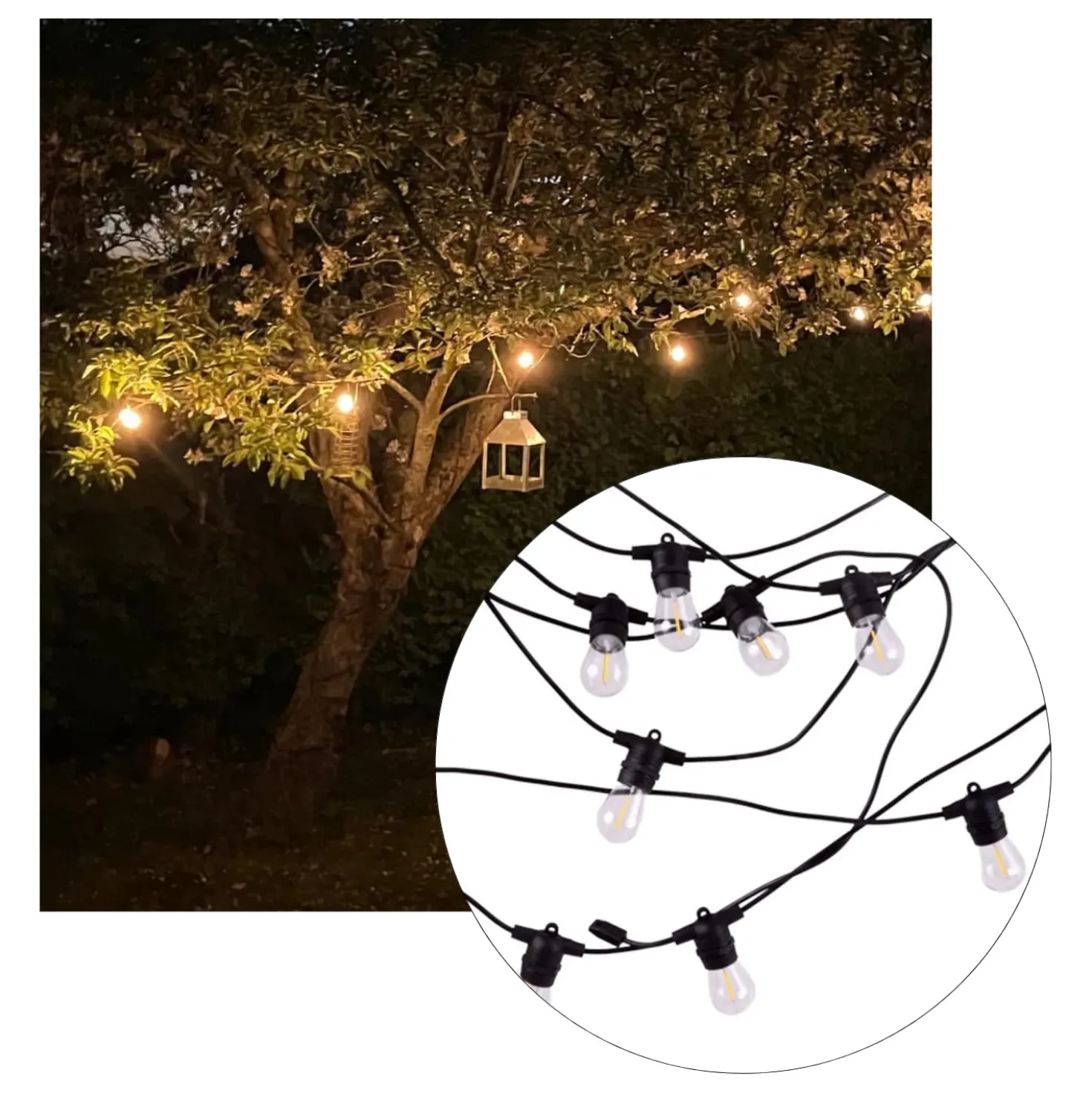 Solcelle Lyskæde | 10m | 2700K | Inkl. LED