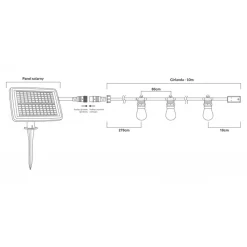 Solcelle Lyskæde | 10m | 2700K | Inkl. LED
