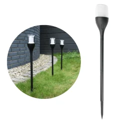 Solcelle på spyd | 4 stk. | Sort | Flammeeffekt | IP65