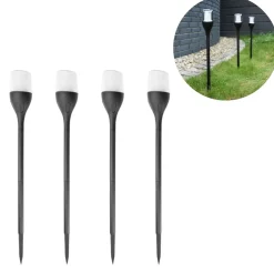 Solcelle på spyd | 4 stk. | Sort | Flammeeffekt | IP65