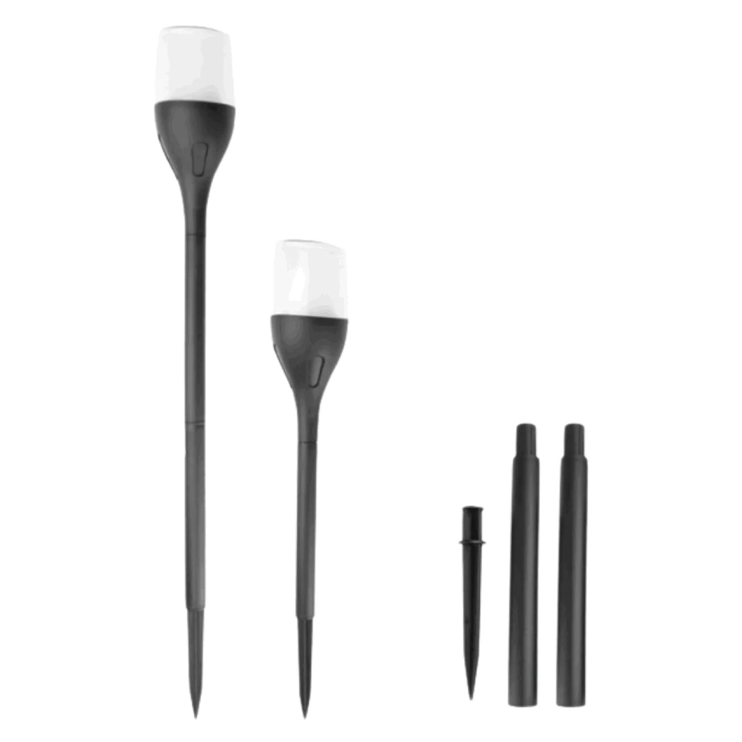 Solcelle på spyd | 4 stk. | Sort | Flammeeffekt | IP65