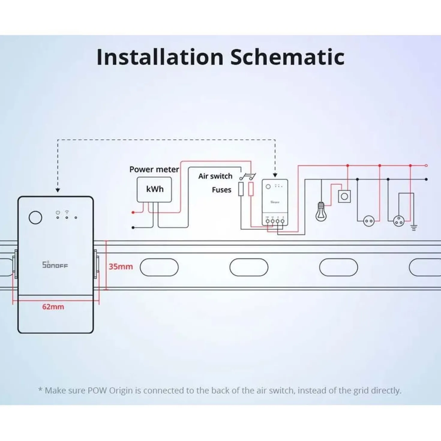 Sonoff POW Origin | WiFi Switch | WiFi Energimåler | 16A | POWR316