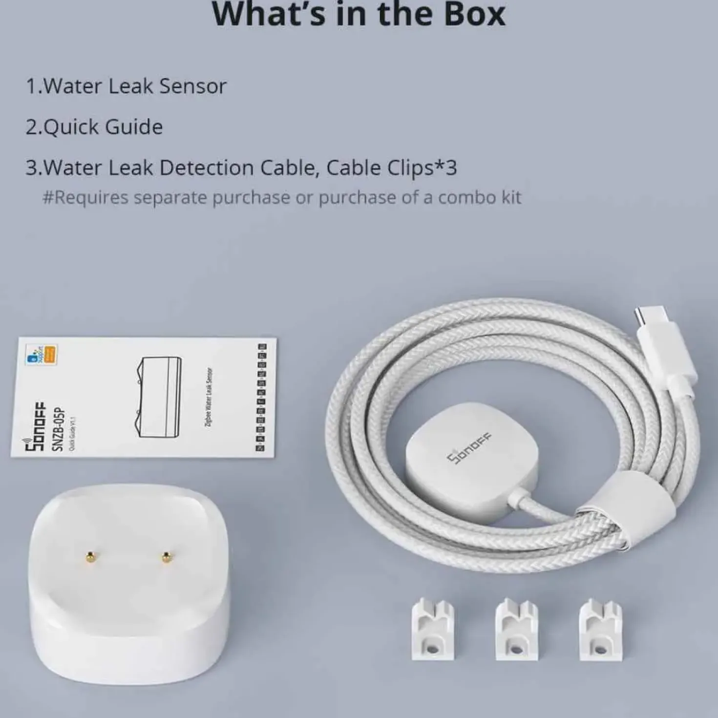 Sonoff Zigbee Water Leak Sensor | Inkl. Detektions Kabel | Batteri | SNZB-05P