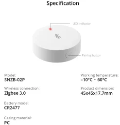 Sonoff Zigbee Temp. & Fugt sensor | Zigbee 3.0 | SNZB-02P
