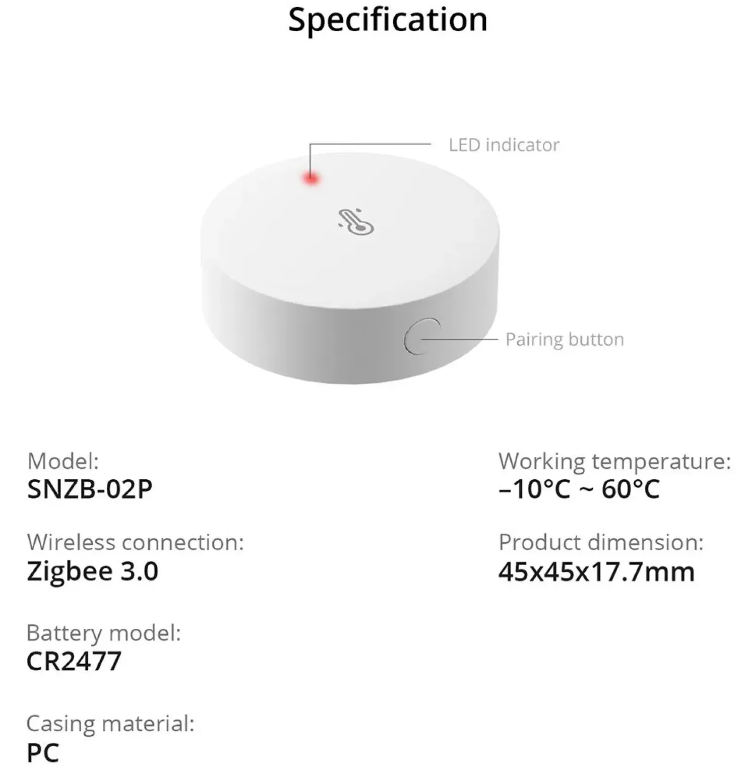 Sonoff Zigbee Temp. & Fugt sensor | Zigbee 3.0 | SNZB-02P