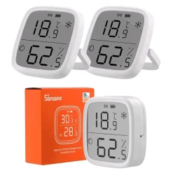 Sonoff Zigbee Temp. & Fugt Sensor | 3 stk. Pakke | LCD Display | SNZB-02D