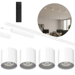 Spots på Skinne | 4 stk. | Komplet sæt | Wifi styring | SlimTrack | Hvid