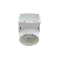 Stikdåse | 230V | 3680W | Forgrenerled u/jord | 1 flad+1 rund | Hvid
