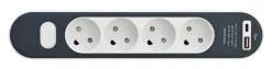 Stikdåse med USB A og C | 4 vejs | 1,4 m | 3680W | Hvid grå