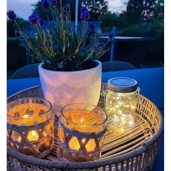 4 stk. Solcelle Lanterne | Glas | LED | Lys Dekoration | Udendørslamper (0745)