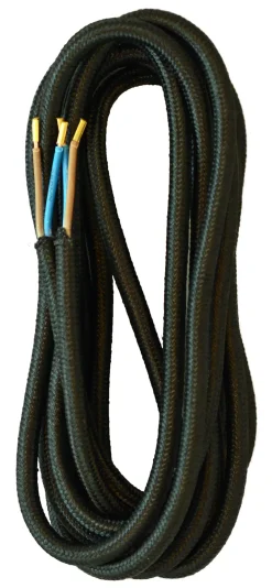 Stofledning | 5m | 2x0,75 mm² | Sort