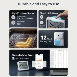 SwitchBot Meter Pro | Termometer og Hygrometer | Bluetooth | Batteri | Smart Home