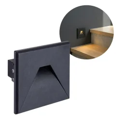 Trappebelysning | Vægspots | Sort | LED | 1,6W | 75 lm | IP54 | 4000K (03909)