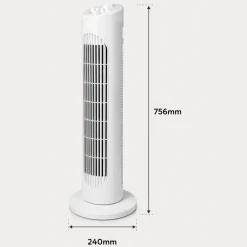 Tårnventilator | Oscillerende Luftventilator med 3 Hastigheder | 50W | Hvid