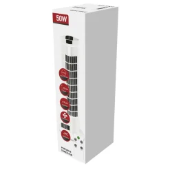 Tårnventilator med Fjernbetjening | 50W | Oscillation | Hvid