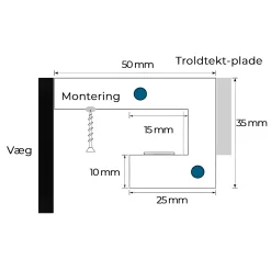 Træskinne for indirekte lys | 180cm | Til LED Strip | Hvid