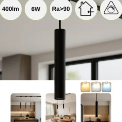 Tube pendel lamper | Komplet sæt | Wifi styring | CCT | SlimTrack | Sort
