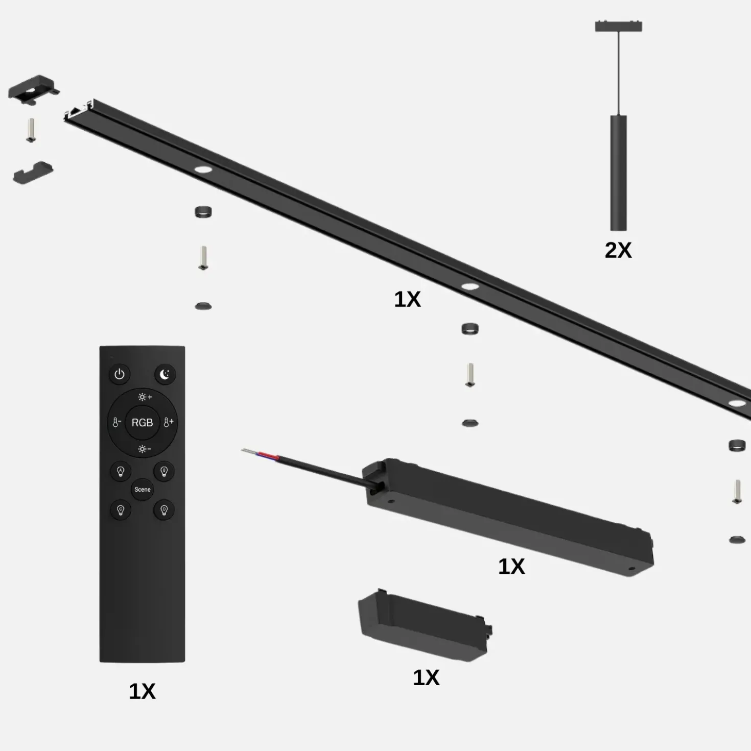 Tube pendel lamper | Komplet sæt | Wifi styring | CCT | SlimTrack | Sort