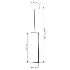 Tube Pendel | Loftlampe | GU10 | Sort | Ø80mm | Max 150cm
