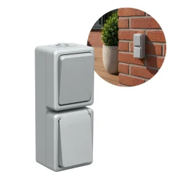 Udendørs stikkontakt med afbryder | IP54 | 250V | 2300W | enkel med jord | Grå