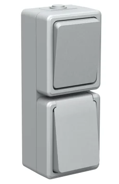 Udendørs stikkontakt med afbryder | IP54 | 250V | 2300W | enkel med jord | Grå