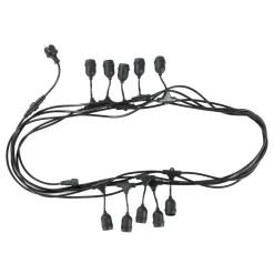 Udendørs lyskæde med pærer | 10m | inkl. 10 stk. Filament Plast Pærer | 2700K