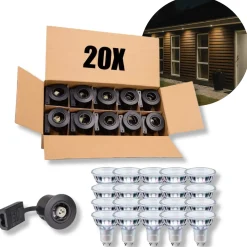 Udendørs Spot GU10 | Mat Sort | Inkl. Philips Master Pære | Dæmpbar | 4000K | VENTA | 20 stk. Pakke