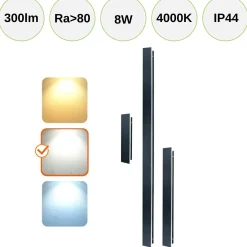Udendørs væglampe | 30cm | 4000K | 300 lm | 8W | MIRANA | Sort