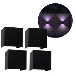 Udendørs Væglampe | 4-Pak | RGB+CCT | 540lm | 6W | Hue Kompatible | TENZA | Sort