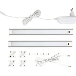 Underskabsarmatur med Sensor | 60cm | 2 stk. | Dæmpbar | 4000K | 900lm | 9W | Sølv