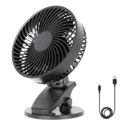 USB Bordventilator med klemme | Genopladelig | 6W | VIENTO | Sort