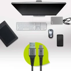 USB C Til USB A | Lightningkabel | 2m | 60W | Knækbeskyttelse