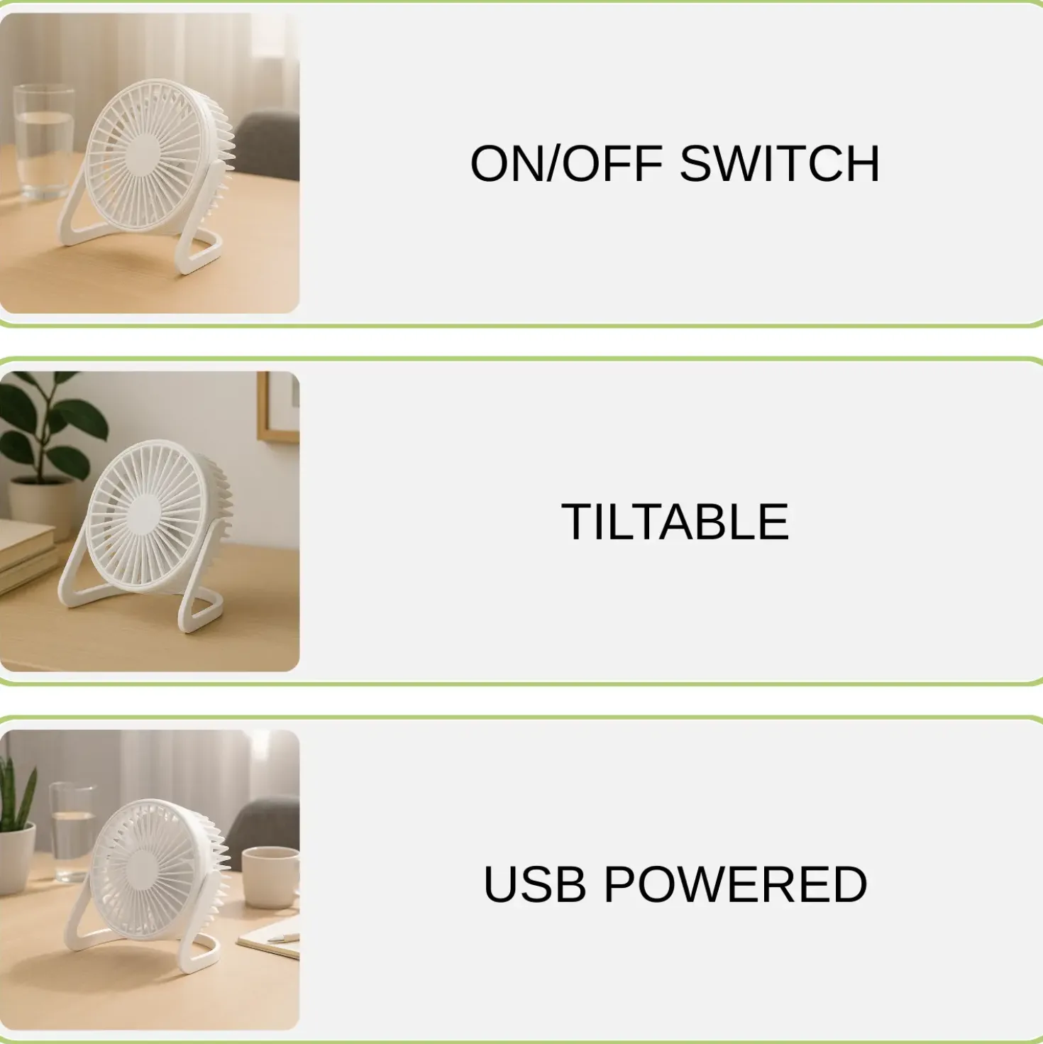 USB Ventilator | Ø15cm | Bord Ventilator | Hvid