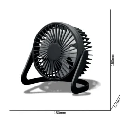 USB Ventilator | 5-Pak | Ø15cm | Bord Ventilator | Sort