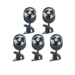 USB Ventilator Med Bordklemme | 5 stk. | Sort | 2W | Bordventilator