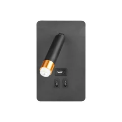 Væghængt Sengelampe Med USB Stik | USB Type A + C | LED Backlight | G9 | Messing Og Sort