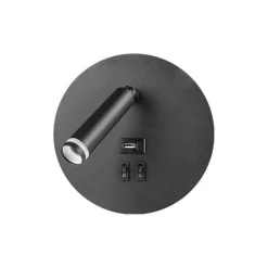 Væghængt Sengelampe Med USB Type A + C | LED Backlight | G9 | Sort