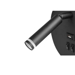 Væghængt Sengelampe Med USB Type A + C | LED Backlight | G9 | Sort