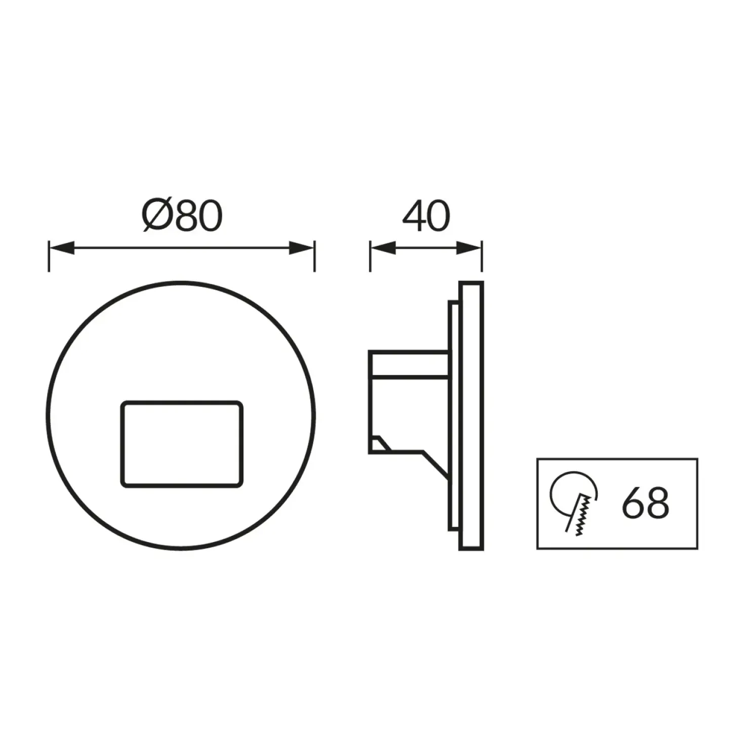 Vægspot | 3CCT | 58lm | 1.2W | WEKTOR C | Hvid