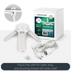 Vækstlys Lampe | Plug n Play | 59 PPF | 40W | Inkl. 5m kabel og beslag | BERLIN | Hvid