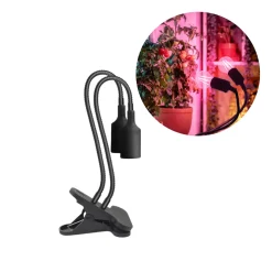 Vækstlys Lampe + Pære | 2-Pak | 10,98 PPF | 8W | 2 Arme | Med Klemme | Sort