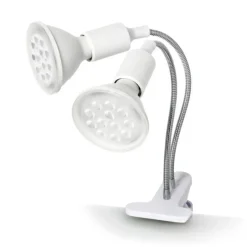 Vækstlys Lampe + Pære | 2-Pak | 7,4 PPF | 7W | 2 Arme | Med Klemme | Hvid