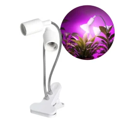 Vækstlys Lampe + Pære | 2-Pak | 10,5 PPF | 9W | 2 Arme | Med Klemme | Hvid