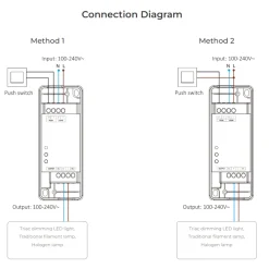 WiFi Lysdæmper | 500w | Triac | WiFi+2.4GHz+Push