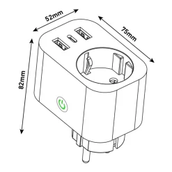 WIFI Stikkontakt | Smart Plug | 1xSchuko | 2xUSB-A | 1xUSB-C