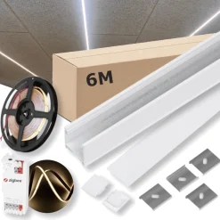 Zigbee Lysskinne til Troldtekt | 6m Sæt | 24v COB LED | Hvid | 4000K