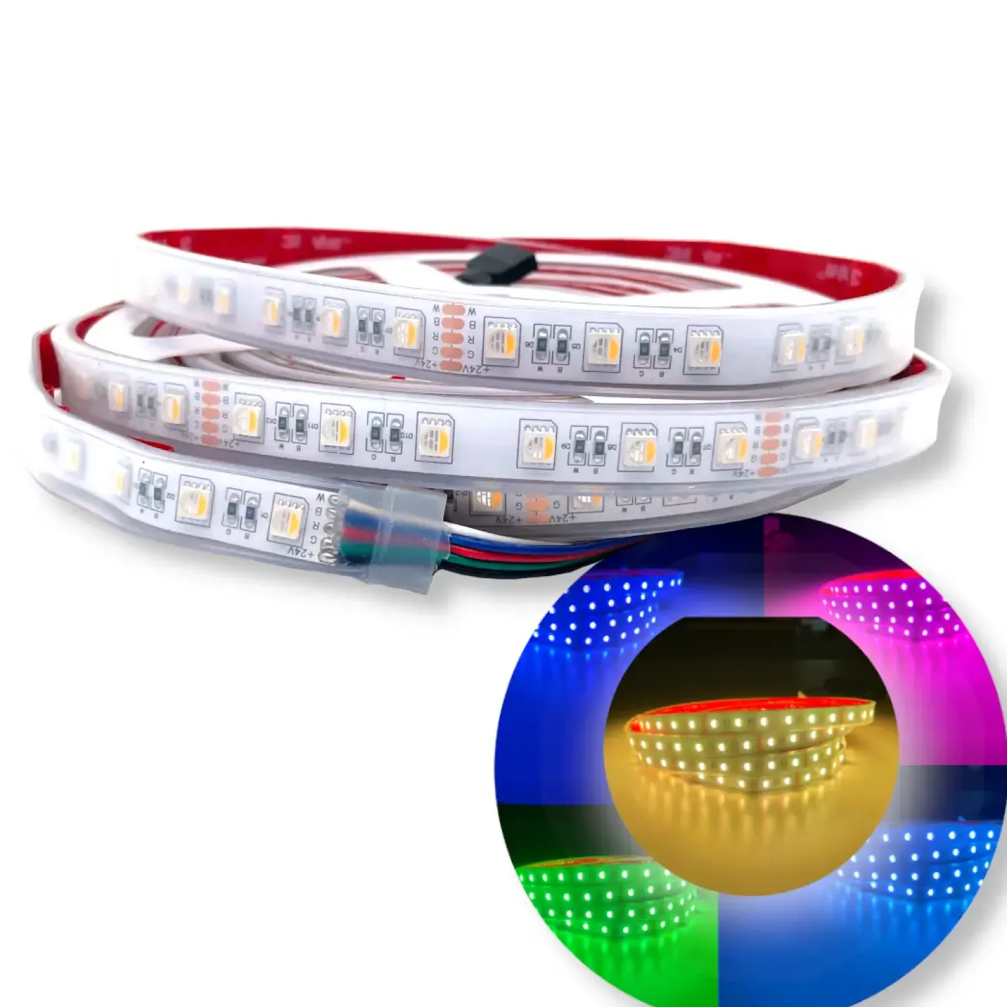 Zigbee SMD LED Strip 24V | 5m | 12/15mm | RGBW | 1080lm/m | 14.4W/m | IP65 | HUE Kompatibel